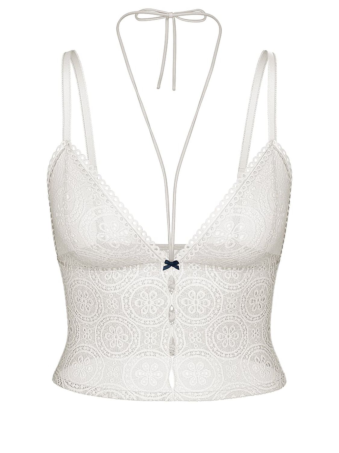 vs Pink Bralettes & Bra Tops Wink Eyelet Lace Unlined Longline Bralette Coconut White 3 of 3 