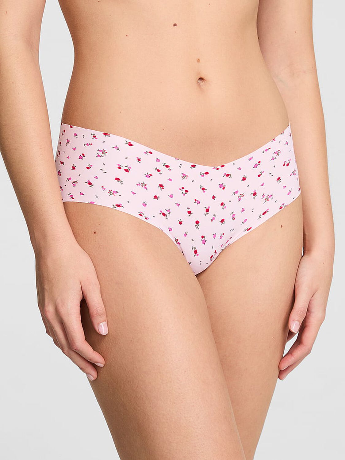 pink Pink No-Show Hiphugger Panty Pink Tulip Ditsy Floral 1 of 3 