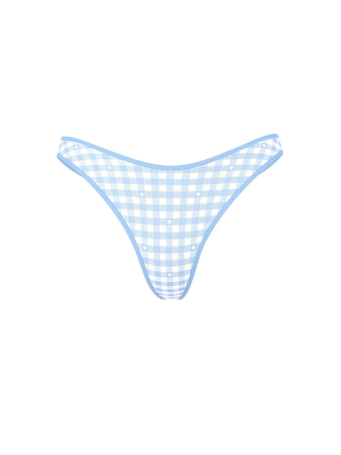 pink Pink Cotton High-Leg Thong Panty Blue Gingham 3 of 3 