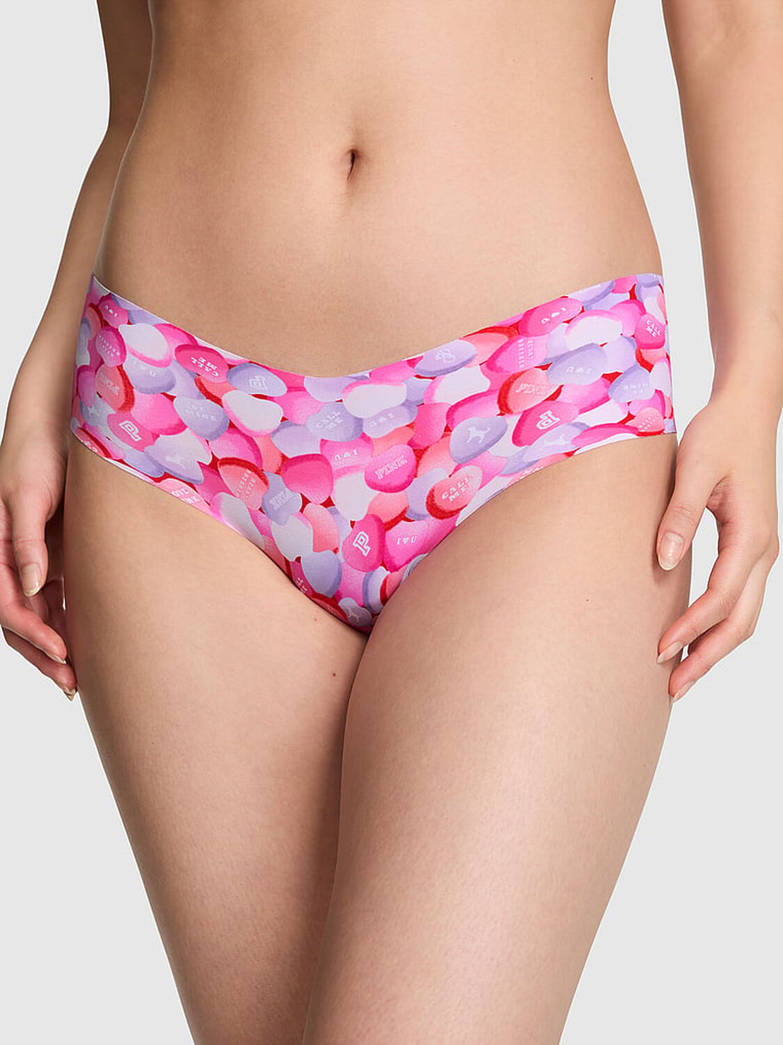 pink Pink No-Show Hiphugger Panty Pink Photo Real Candy Heart 1 of 3 
