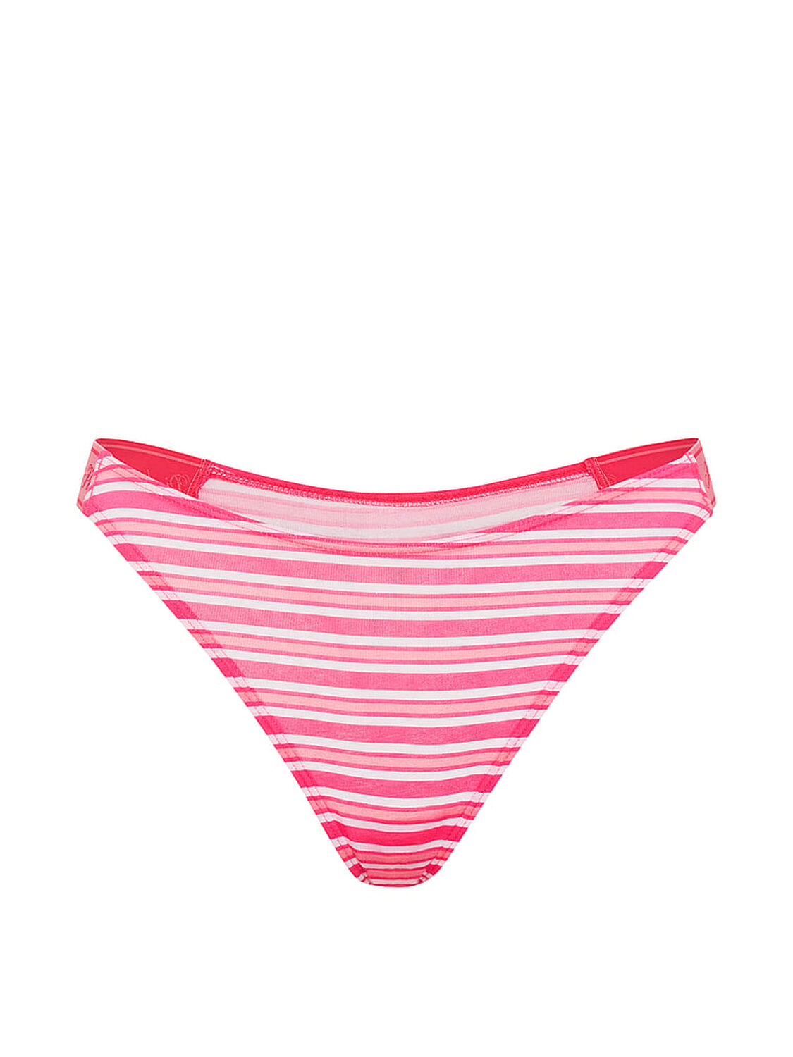 vs Pink Logo Cotton High-Leg Thong Panty Love Me Pink Stripe Print 3 of 3 