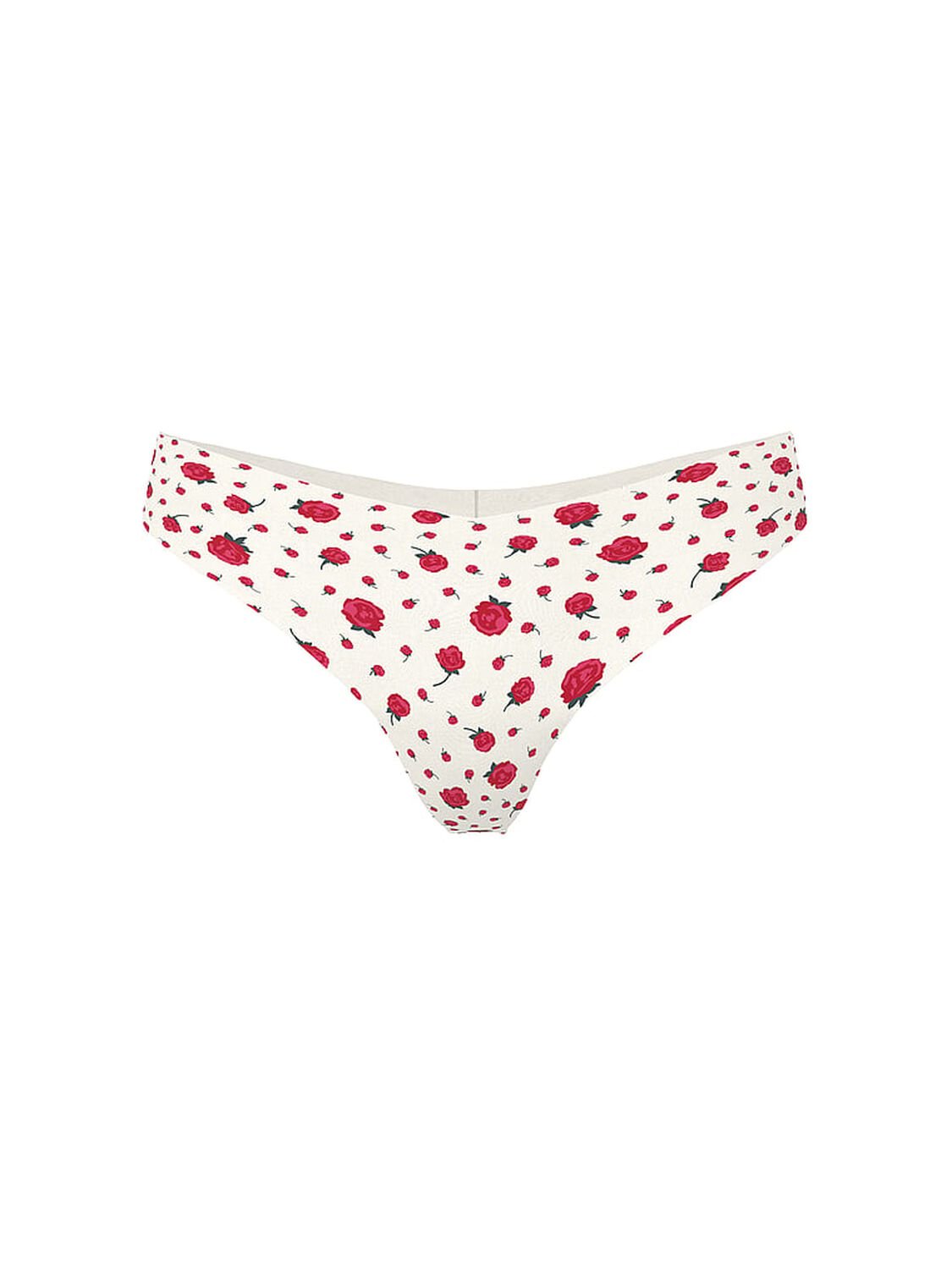 vs Pink No-Show Thong Panty Winter White Rose Floral 3 of 3 