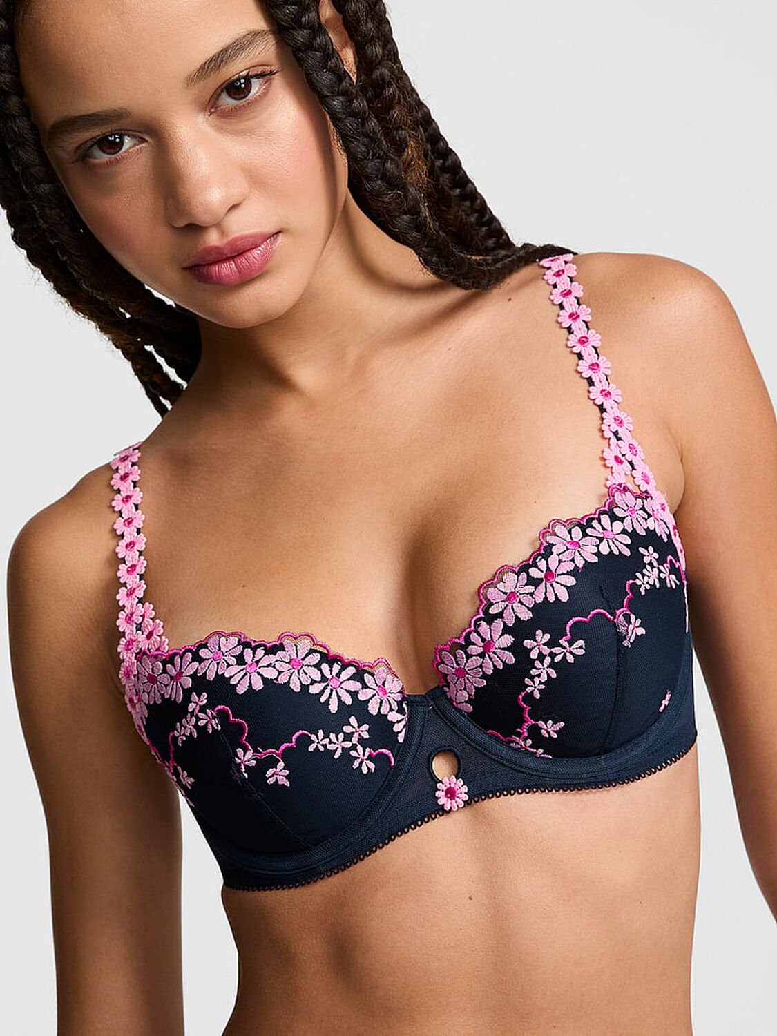 vs Pink Wink PINK Wink&trade; Push-Up Balconette Bra Noir Navy 1 of 3 