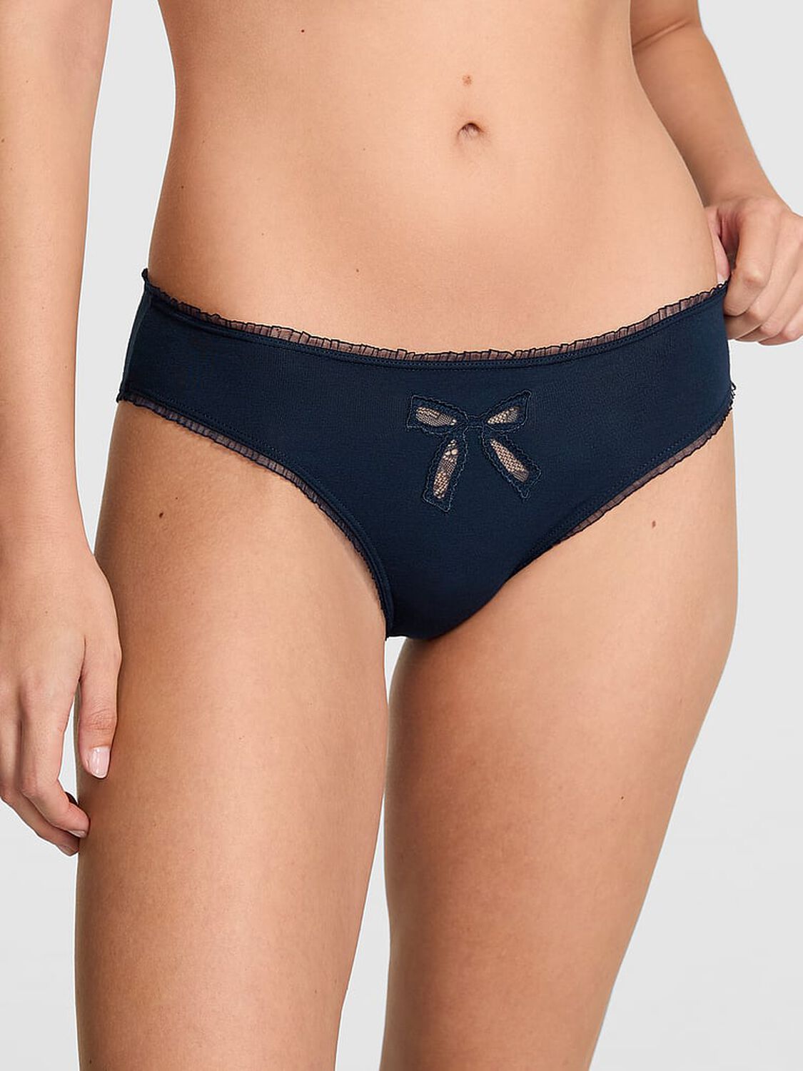 vs Pink Cotton Cheeky Panty Noir Navy 1 of 2 