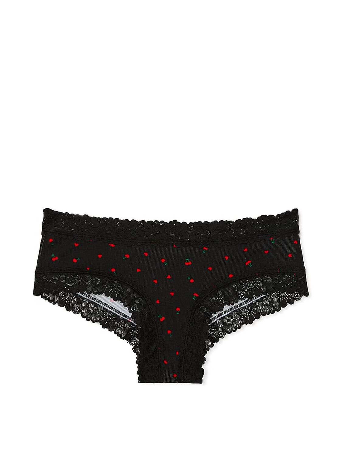 vs Pink Wink Lace-Trim Cheeky Panty Black Cherry Heart Print 3 of 3 