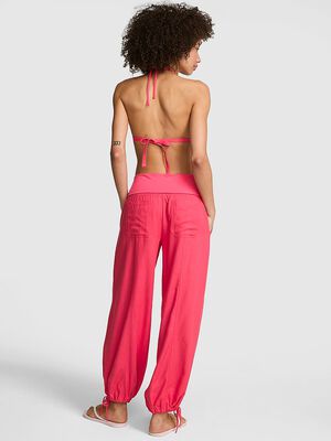 Foldover Linen Jogger Pants