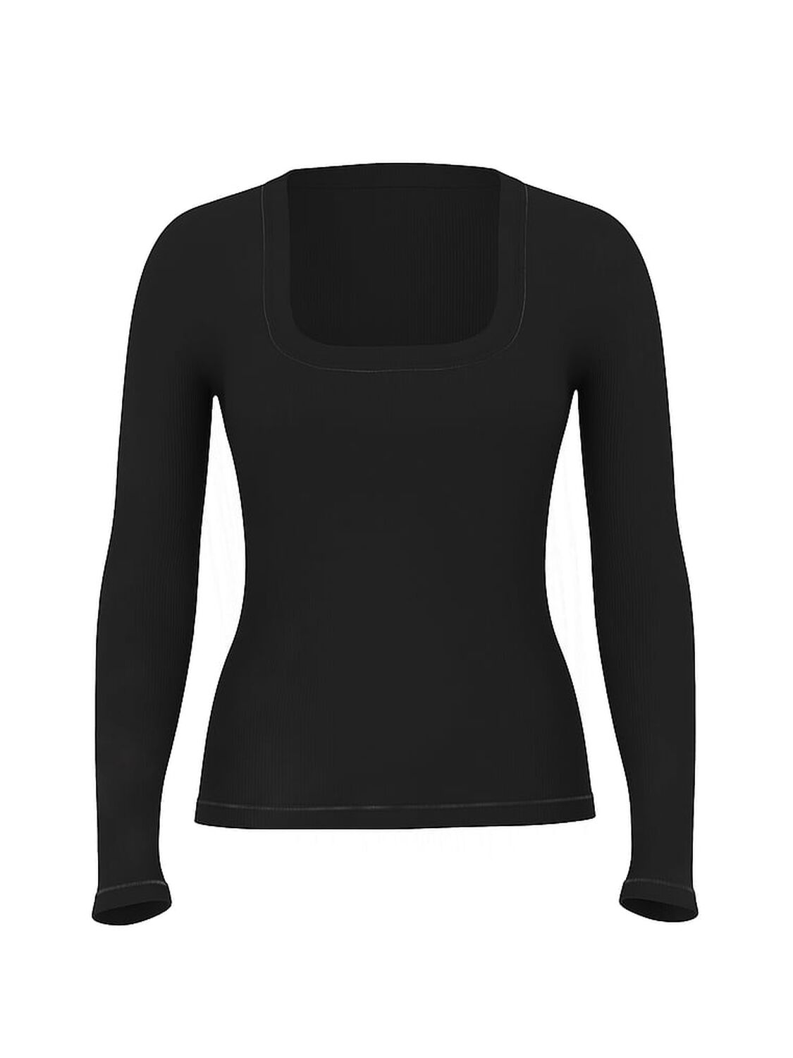 vs Pink Vintage Ribbed Scoop Long-Sleeve Tee Pure Black 3 of 3 