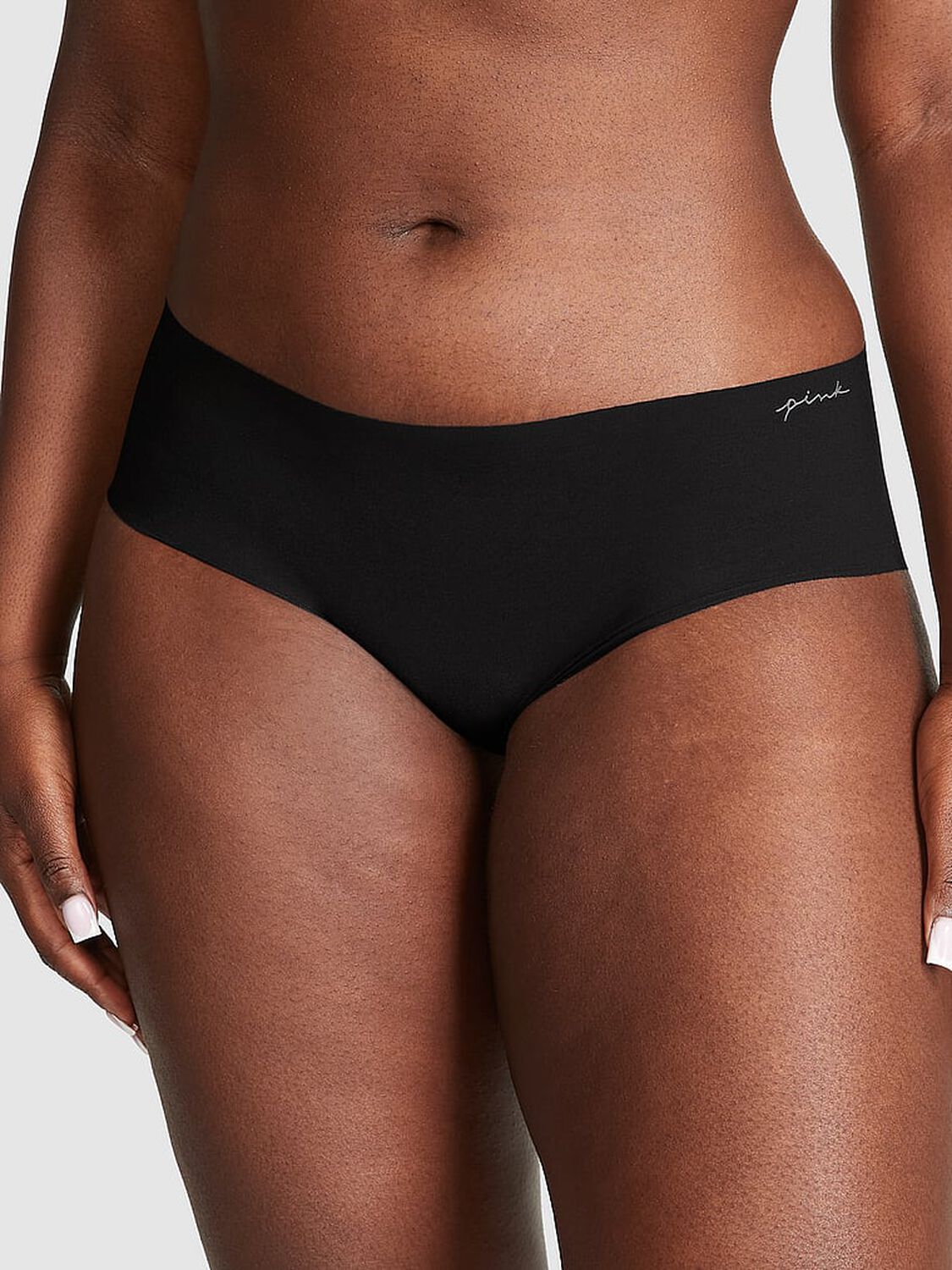 vs Pink No-Show Hiphugger Panty Pure Black 1 of 3 