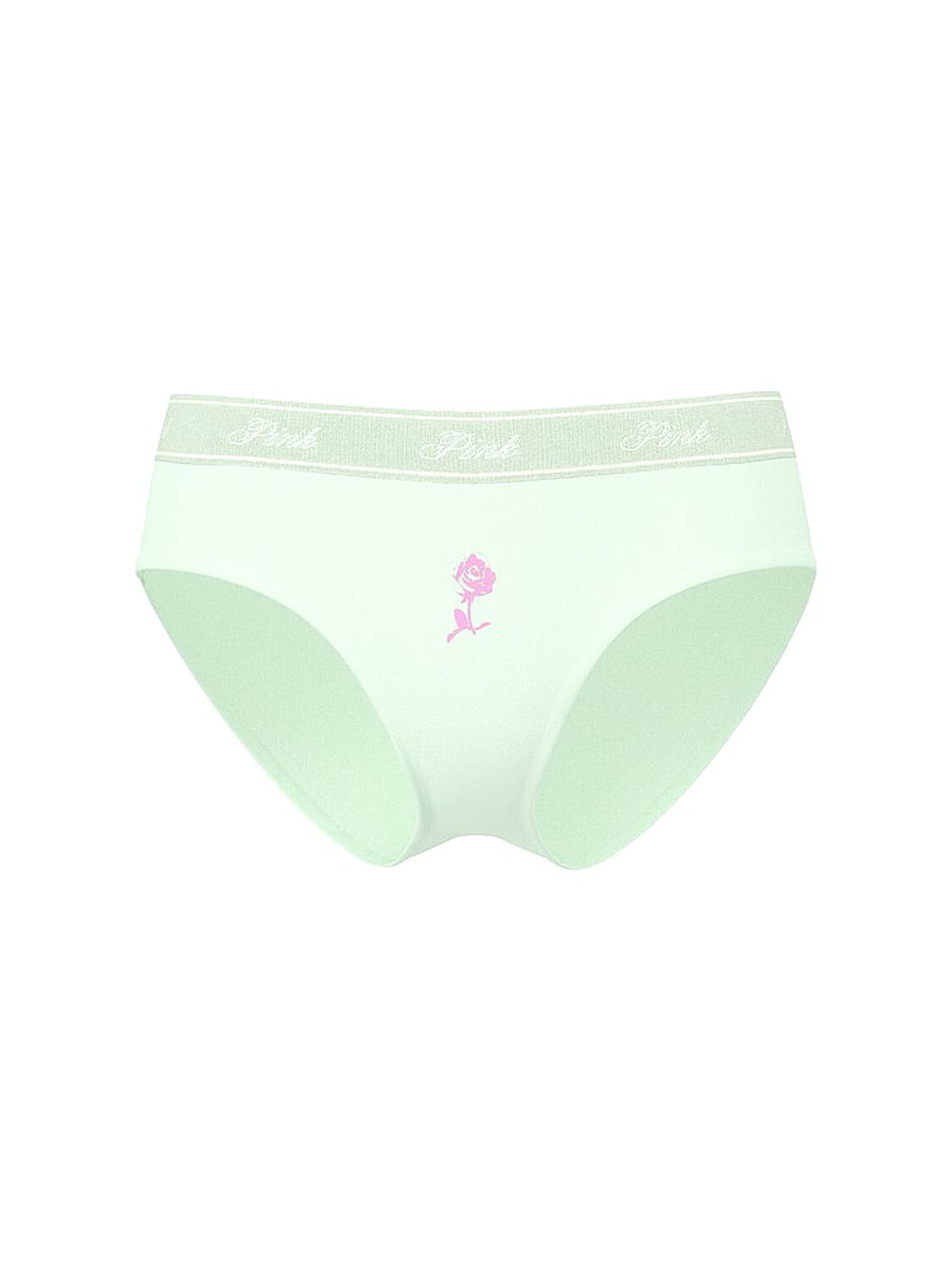 vs Pink Logo Cotton Hiphugger Panty Mint With Rose Graphic 3 of 3 