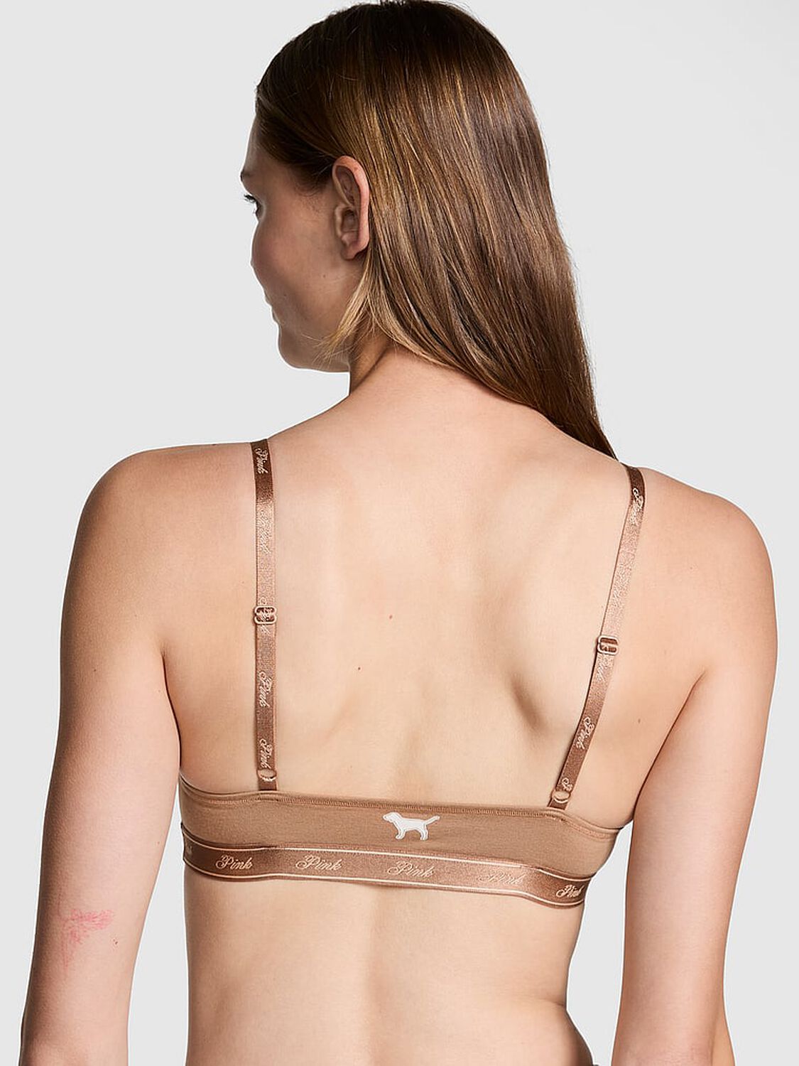 vs Pink Bralettes & Bra Tops Cotton Logo Triangle Bralette Limitededition Cocoa Latte 2 of 5 