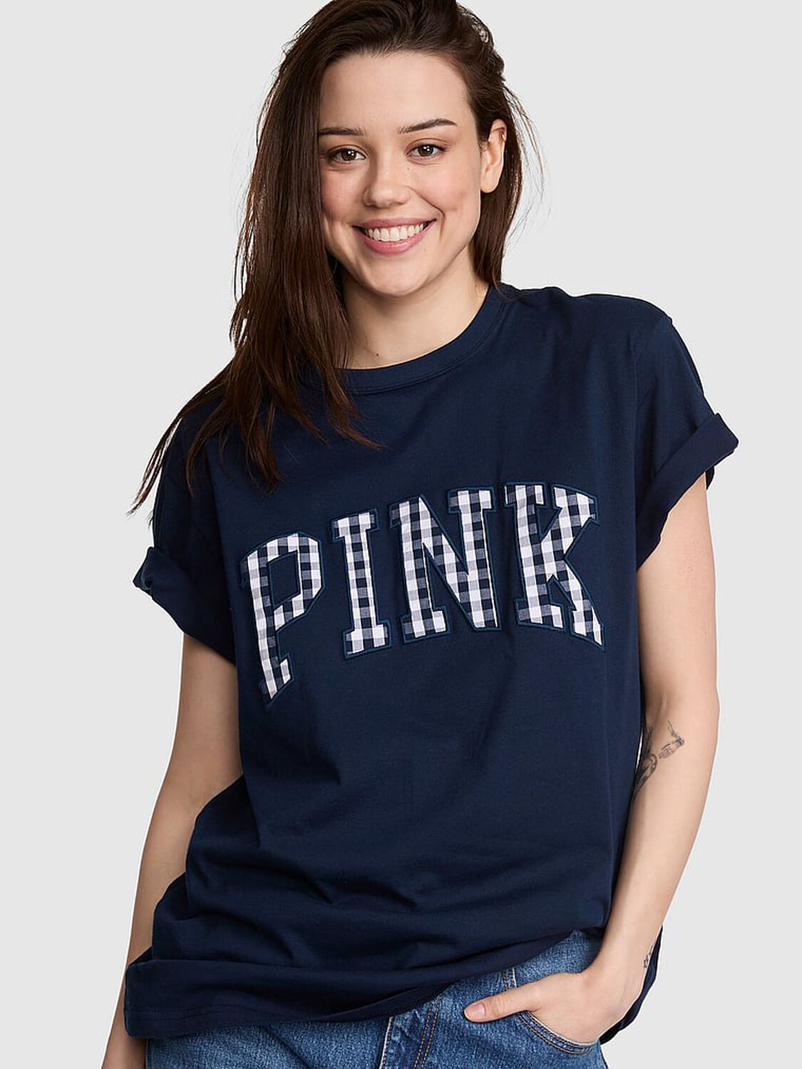 pink Pink Campus Cotton&trade; Tee Noir Navy 1 of 3 