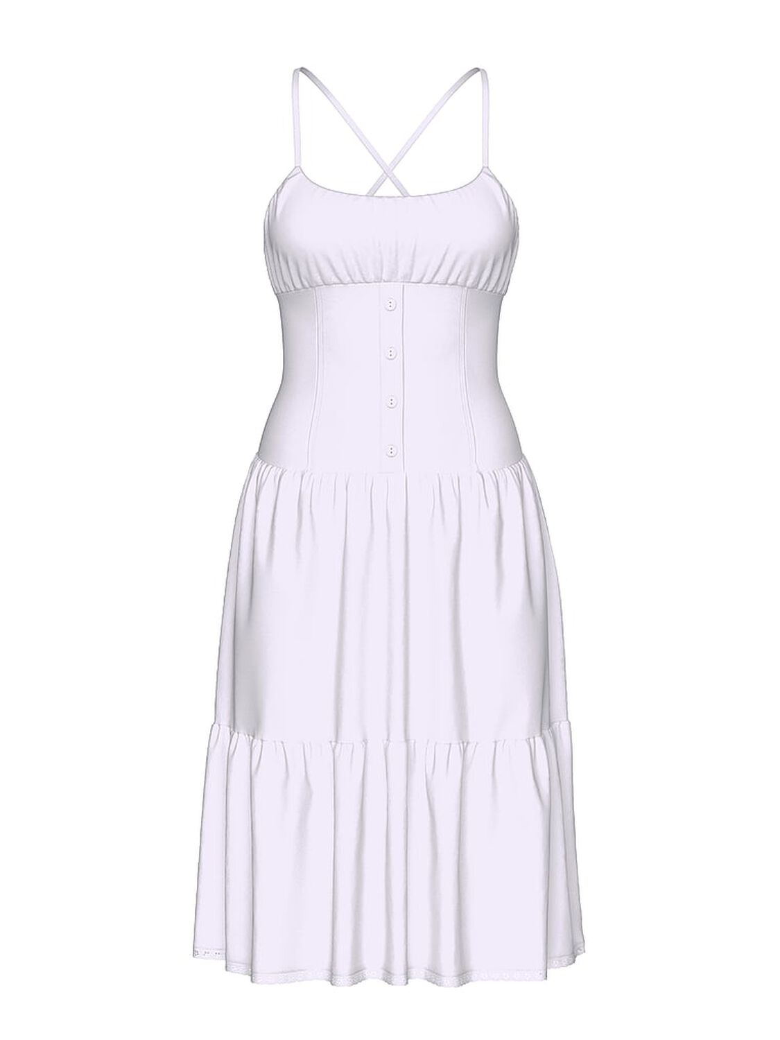 vs Pink By Frankies Bikinis Prairie Poplin Midi Dress Bright White 3 of 3 