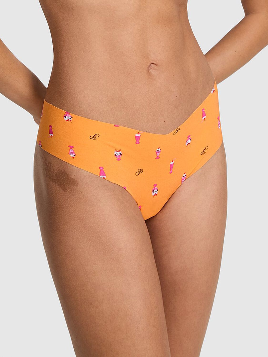 vs Pink No-Show Thong Panty Vitamin C Sundae Print 1 of 3 