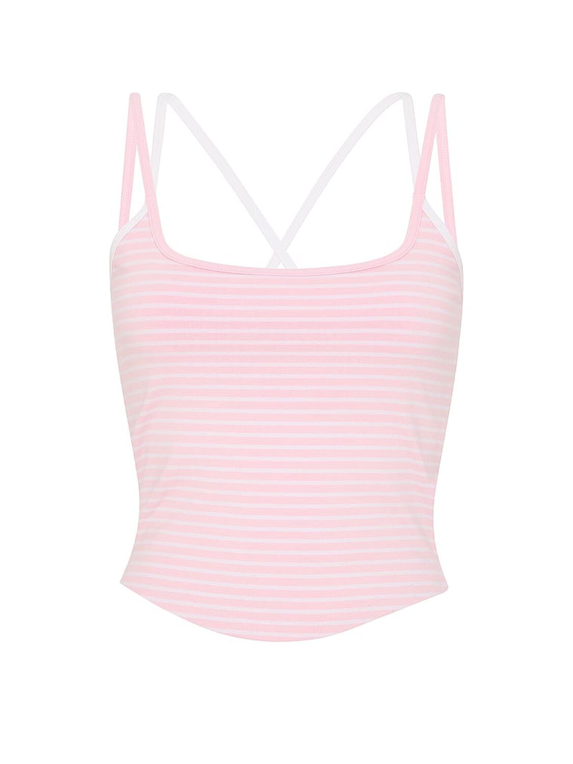 vs Pink All-Day Cotton&trade; Strappy Tank Top Pink And White Stripe 3 of 4 