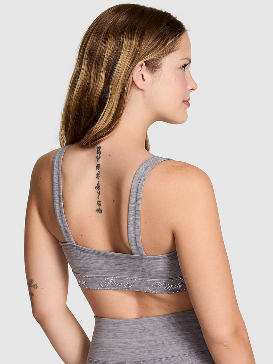 pink Pink Relay Logo Shine Sports Bra Night Owl Grey Marl Bling Logo 2 of 4 