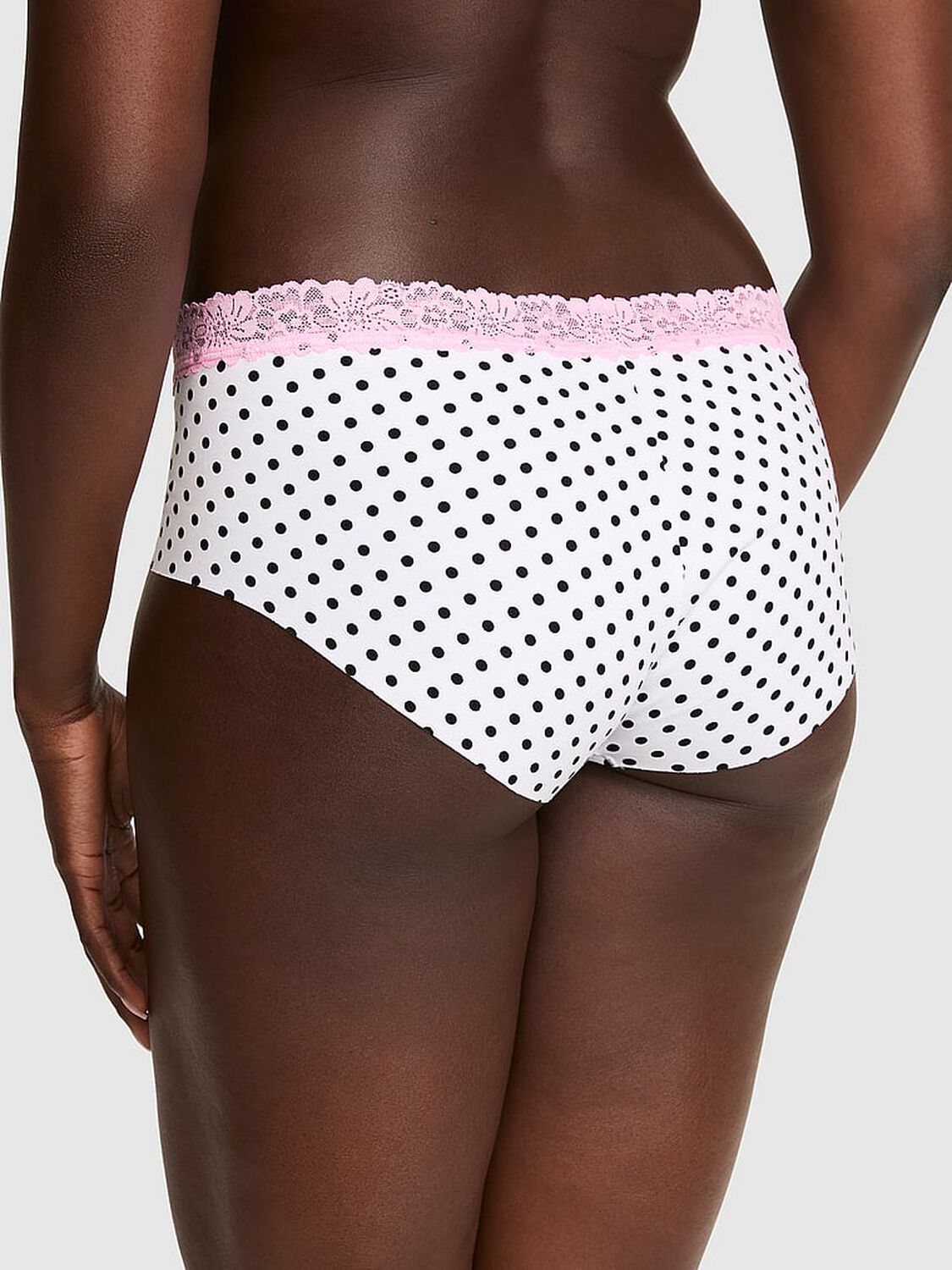 vs Pink No-Show Cotton Hiphugger Panty White And Black Dot 2 of 2 