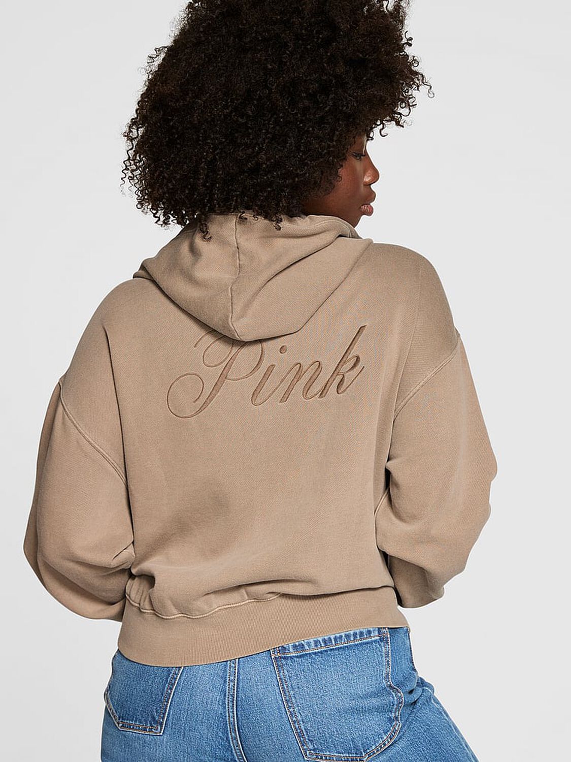 vs Pink Ivy Fleece Campus Full-Zip Hoodie Iced Coffee 2 of 2 