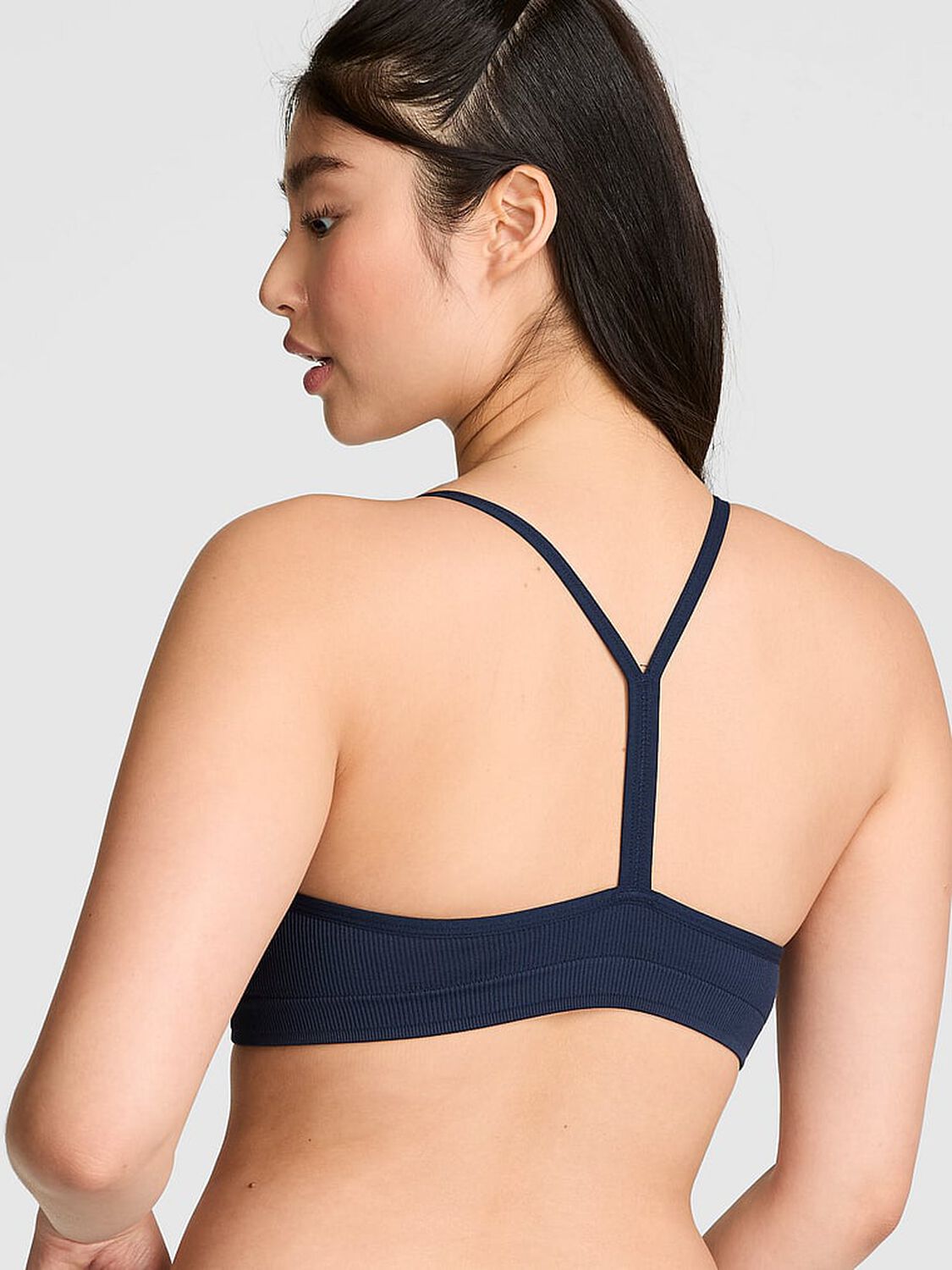vs Pink AnyWear Low-Scoop Racerback Bra Noir Navy 2 of 3 