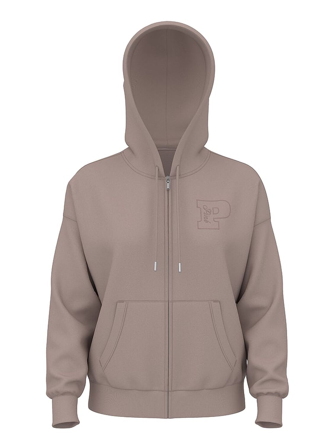 vs Pink Ivy Fleece Campus Full-Zip Hoodie Iced Coffee 1 of 2 