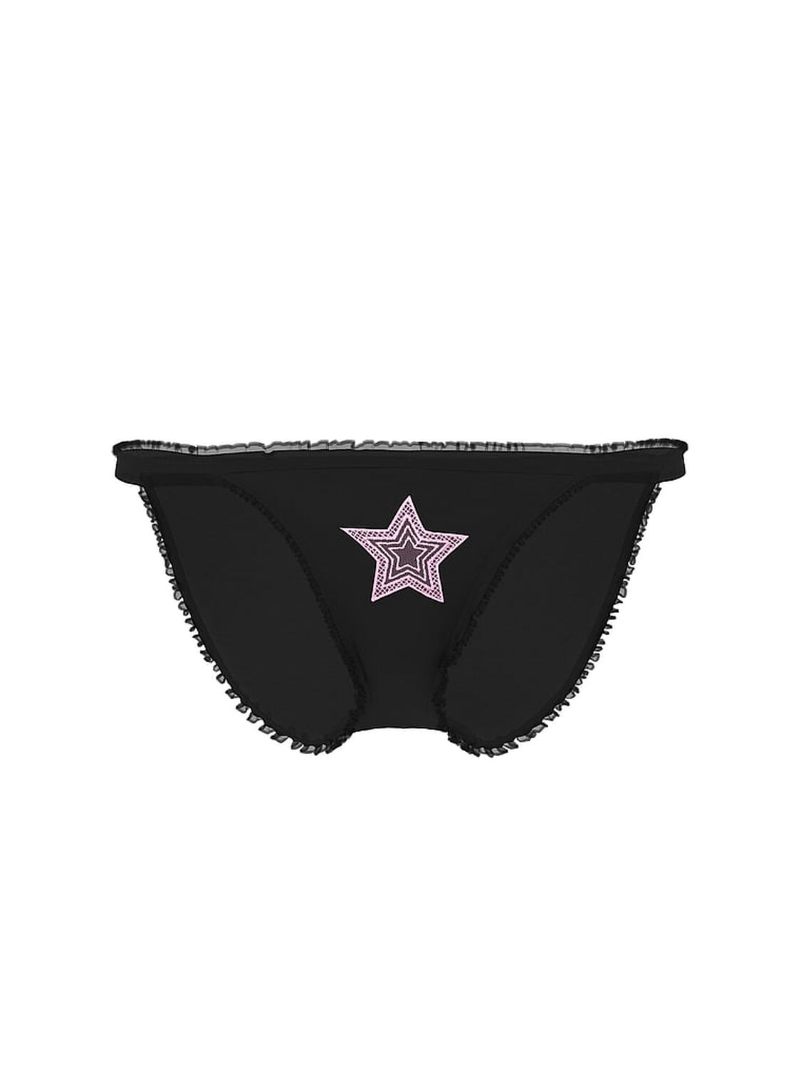 vs Pink Cotton String Bikini Panty Black With Pink Star Patch 3 of 3 