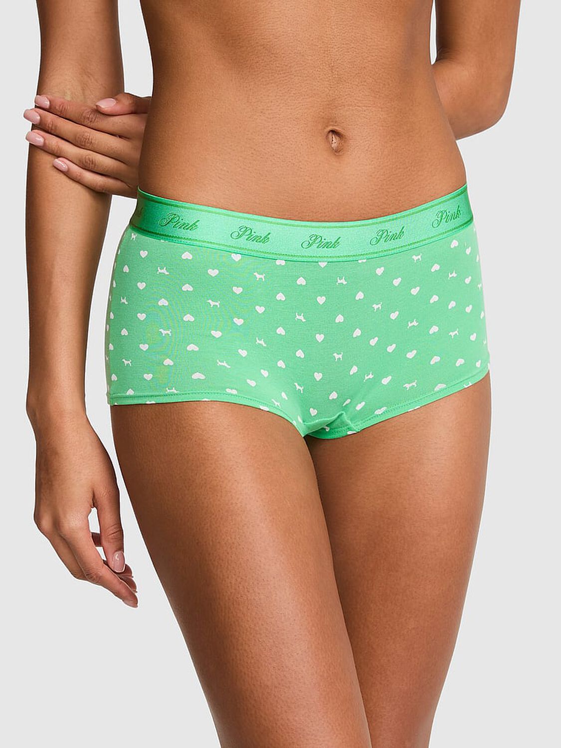 vs Pink Logo Cotton Boyshort Panty 1 of 3 