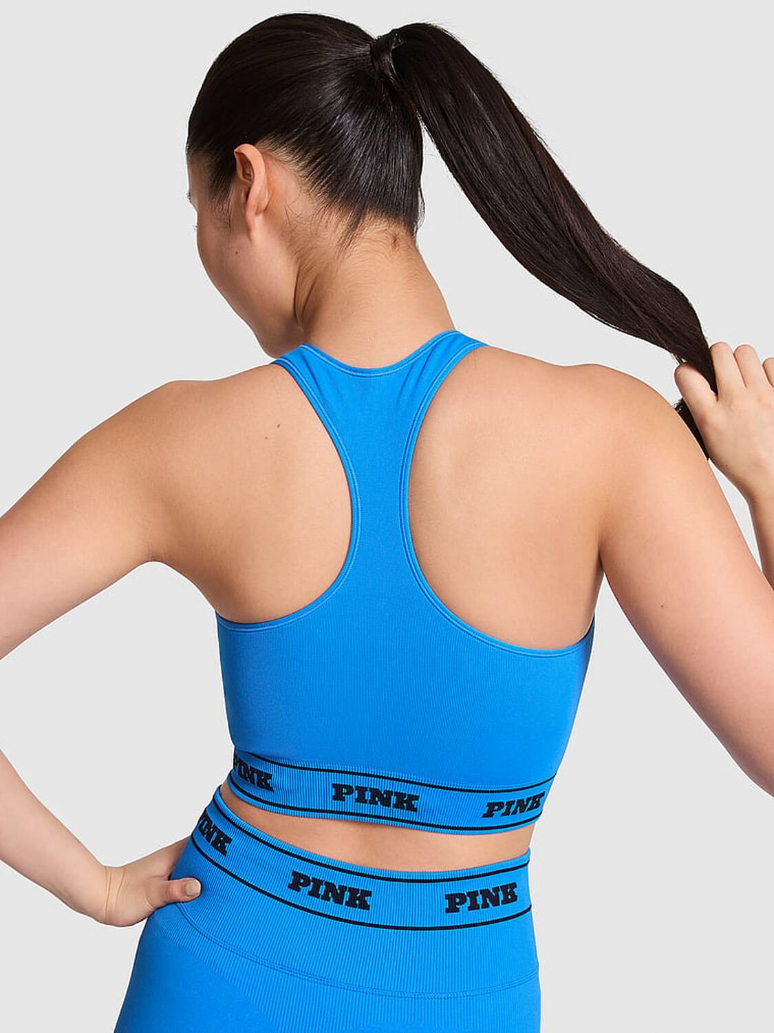 vs Pink Seamless Reversible Sports Bra Blue Charge Print 2 of 3 