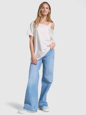 Campus Cotton Off-The-Shoulder Tee