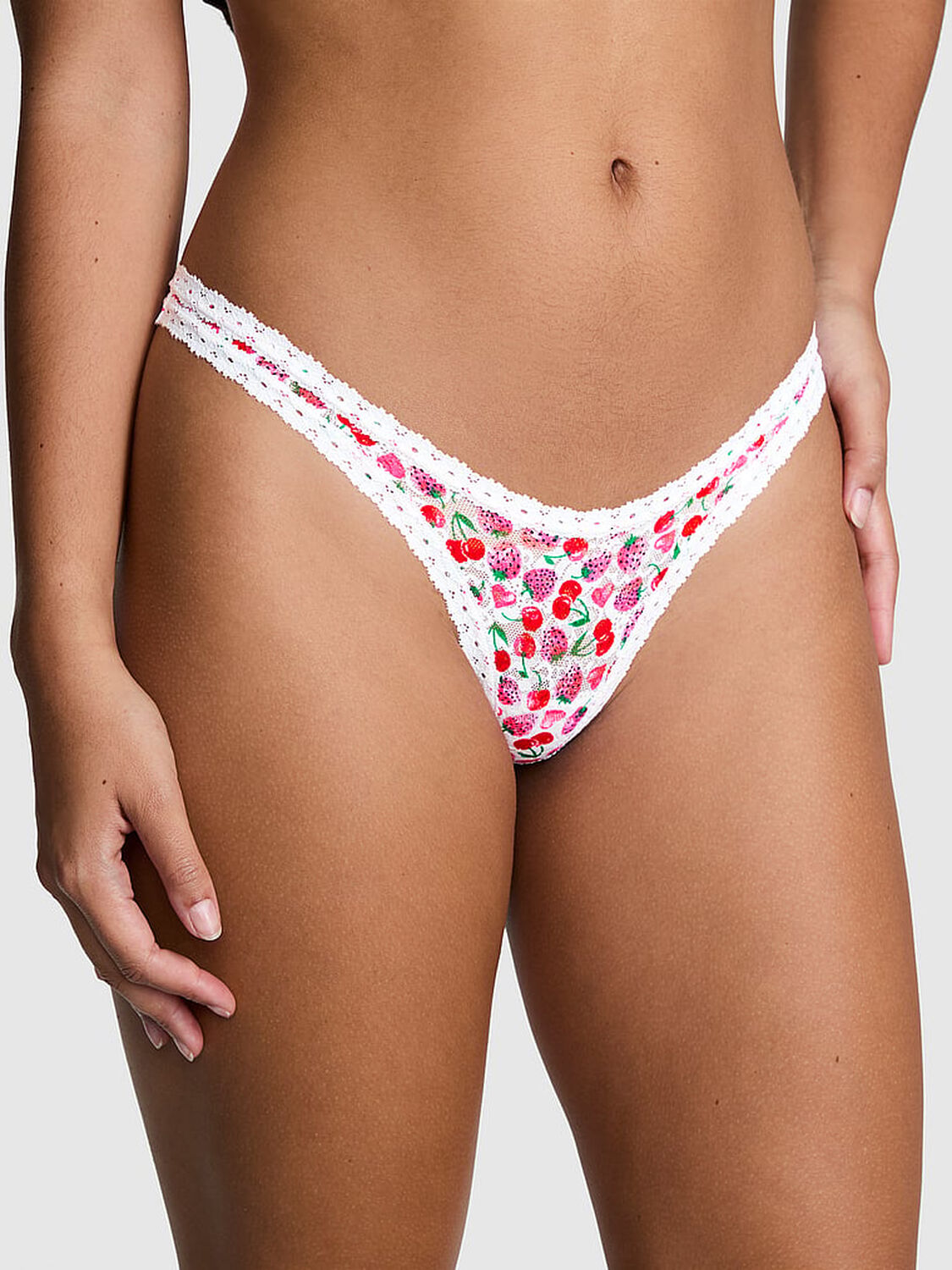 vs Pink Wink Micro Thong Panty White Cherry Heart Print 1 of 4 