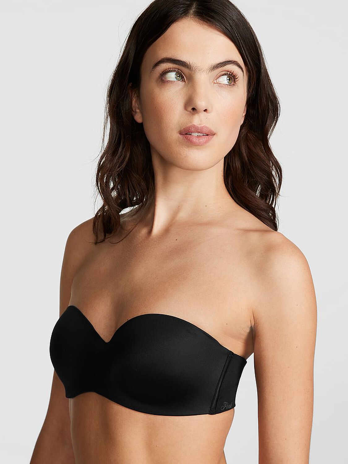 vs Pink Wear Everywhere Wear Everywhere Push-Up Strapless Bra Pure Black 1 of 3 