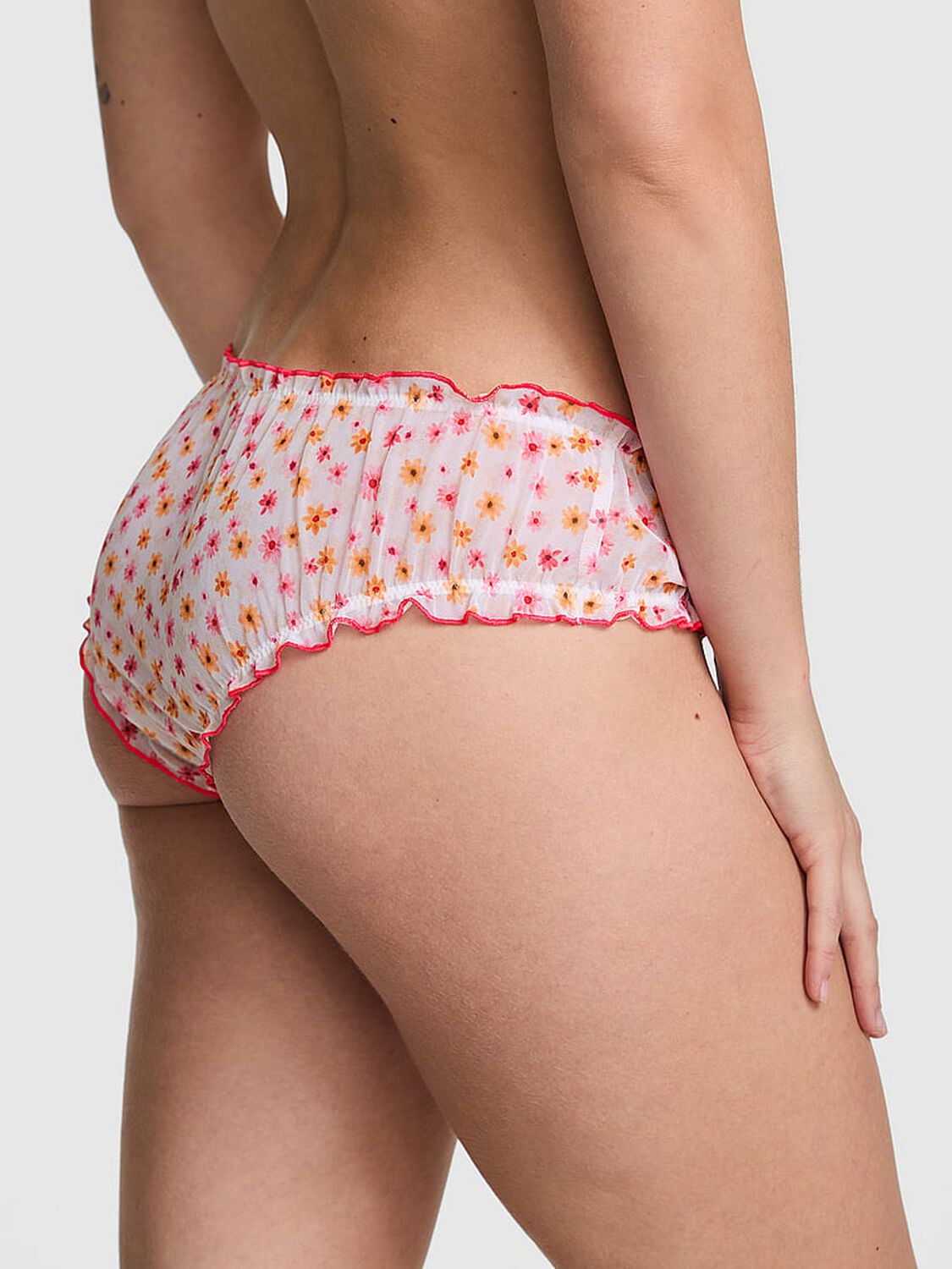 vs Pink PINK Wink&trade; Ruﬄe Cheeky Panty Vs White Floral Print 2 of 2 