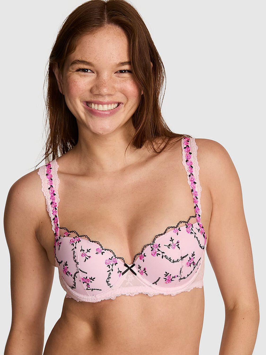 vs Pink PINK Wink&trade; Push-Up Balconette Bra Pink Tulip 1 of 4 
