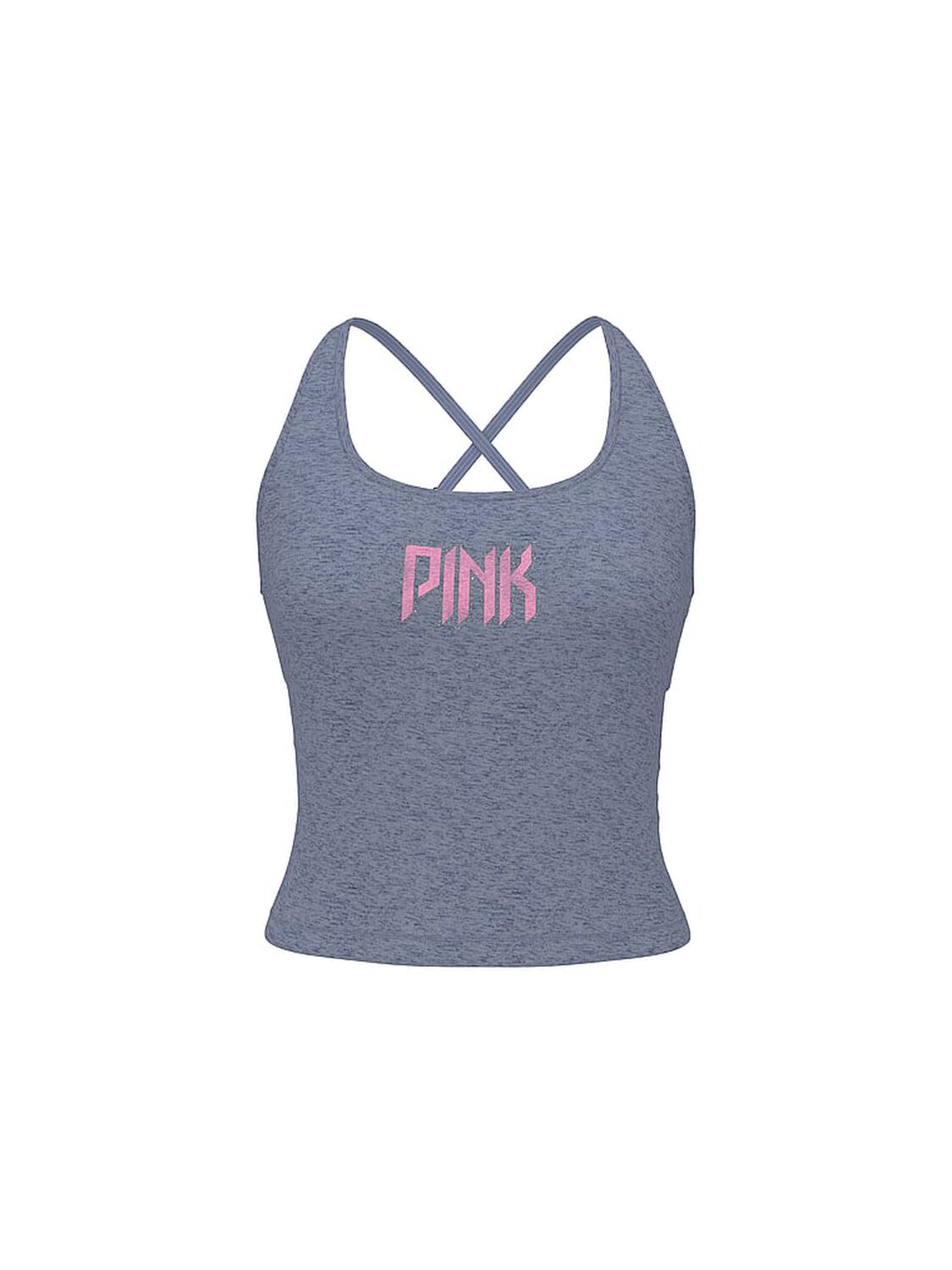vs Pink All-Day Cotton Square-Neck Bra Tank Heather Dusty Iris Bling Rocker Capsule 3 of 3 