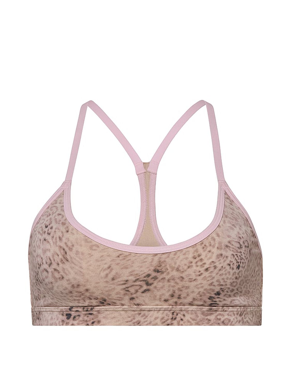vs Pink All-Day Cotton&trade; Low-Scoop Racerback Bra Natural Leo Print With Pink Tulip Lace 3 of 3 