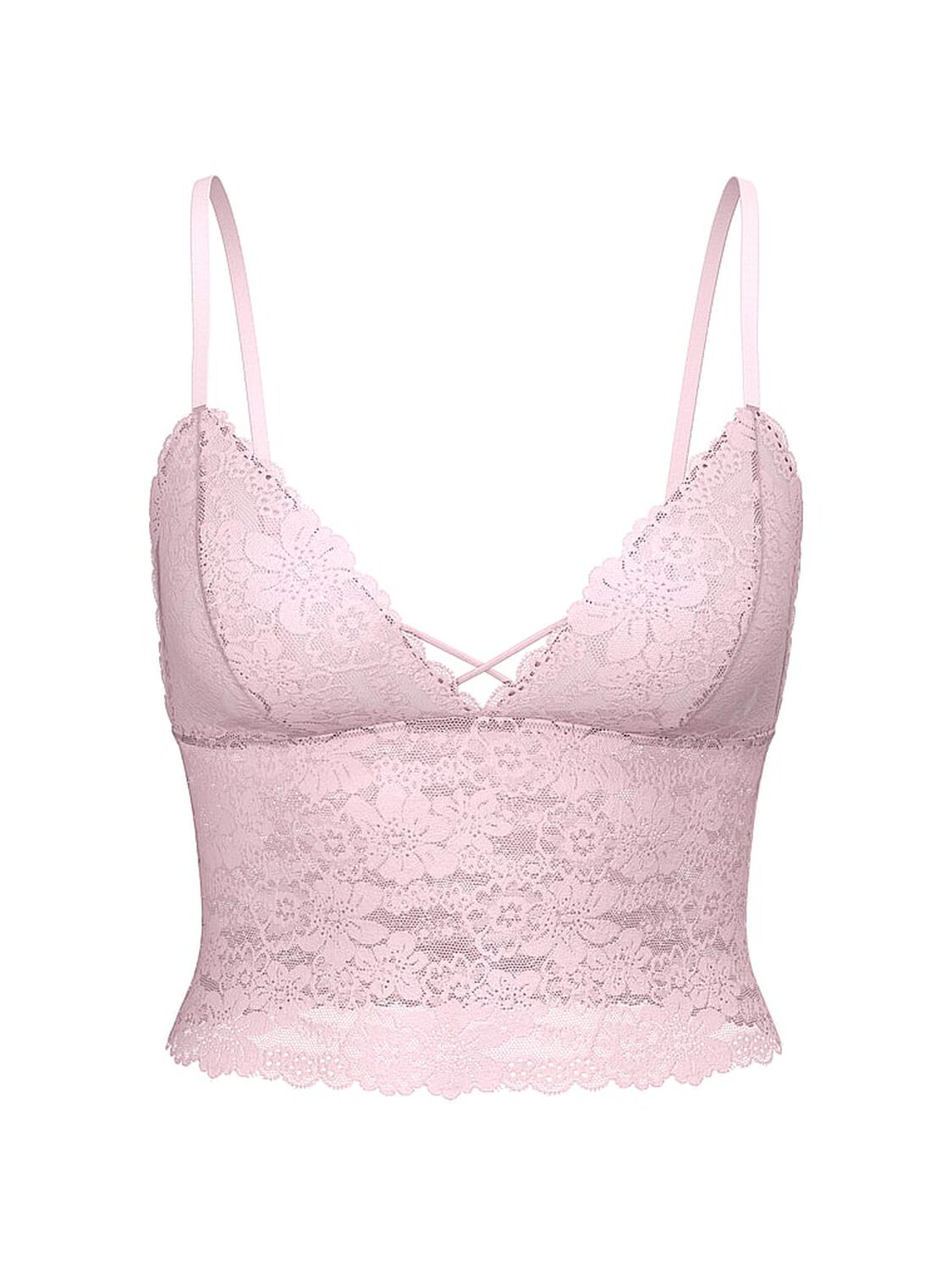vs Pink Bralettes & Bra Tops Wink Lace Unlined Longline Bralette Pink Tulip 3 of 3 