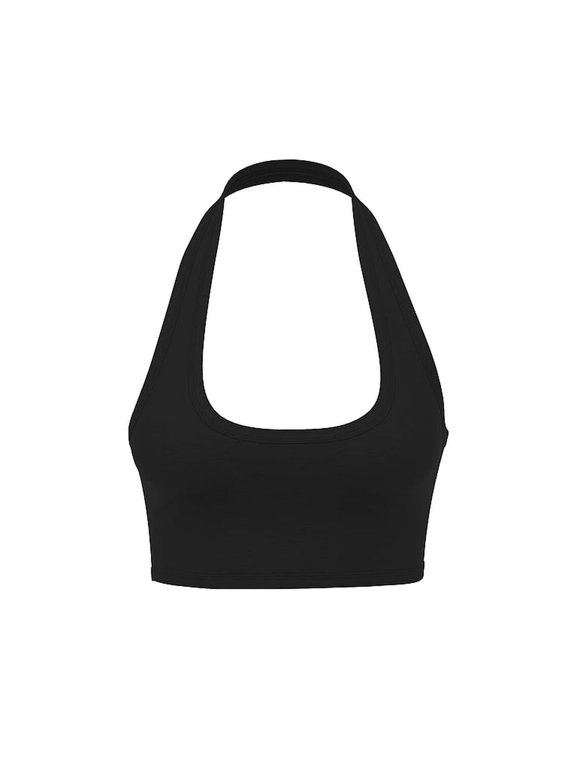 vs Pink All-Day Cotton Halter Sports Bra Pure Black 3 of 3 