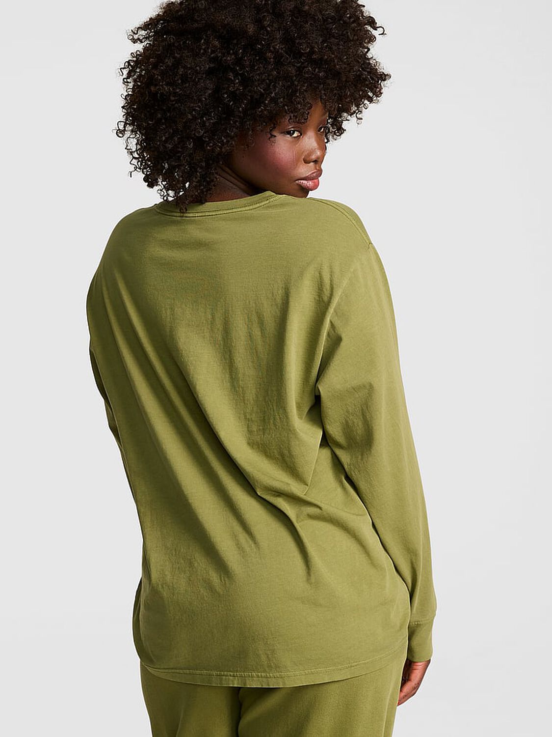 vs Pink Campus Cotton&trade; Long-Sleeve Tee Lizard Green 2 of 3 