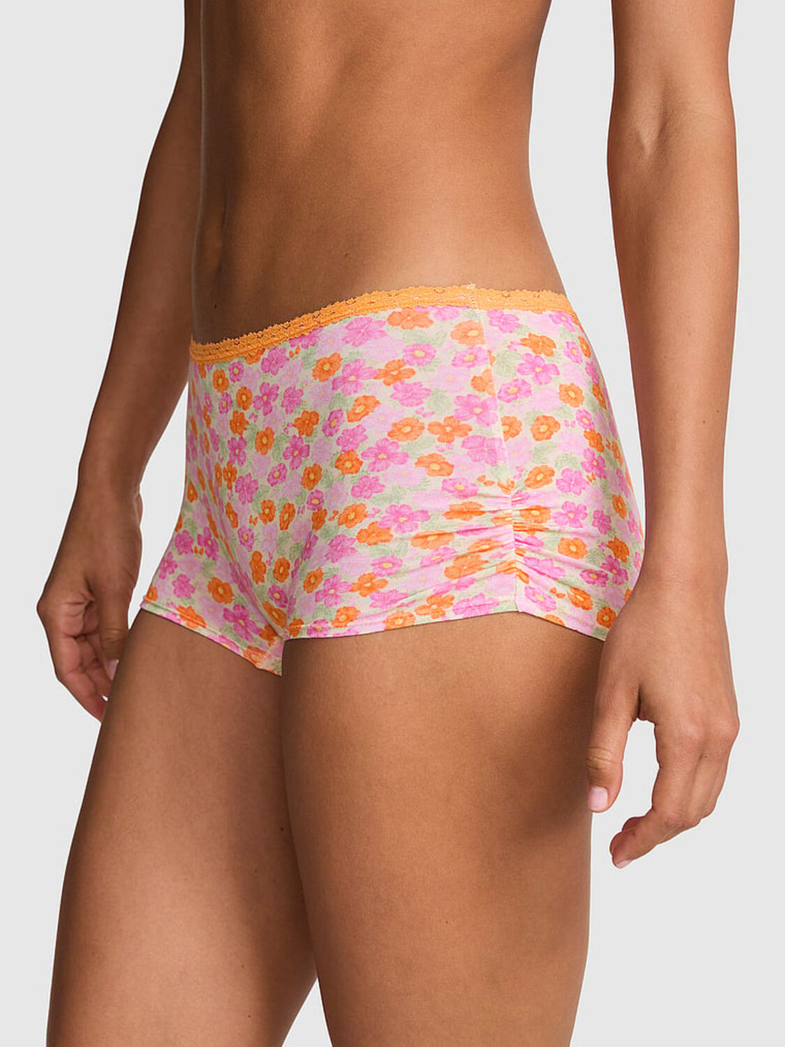 vs Pink Cotton Dorm Boyshort Panty Vitamin C Floral Print 1 of 3 