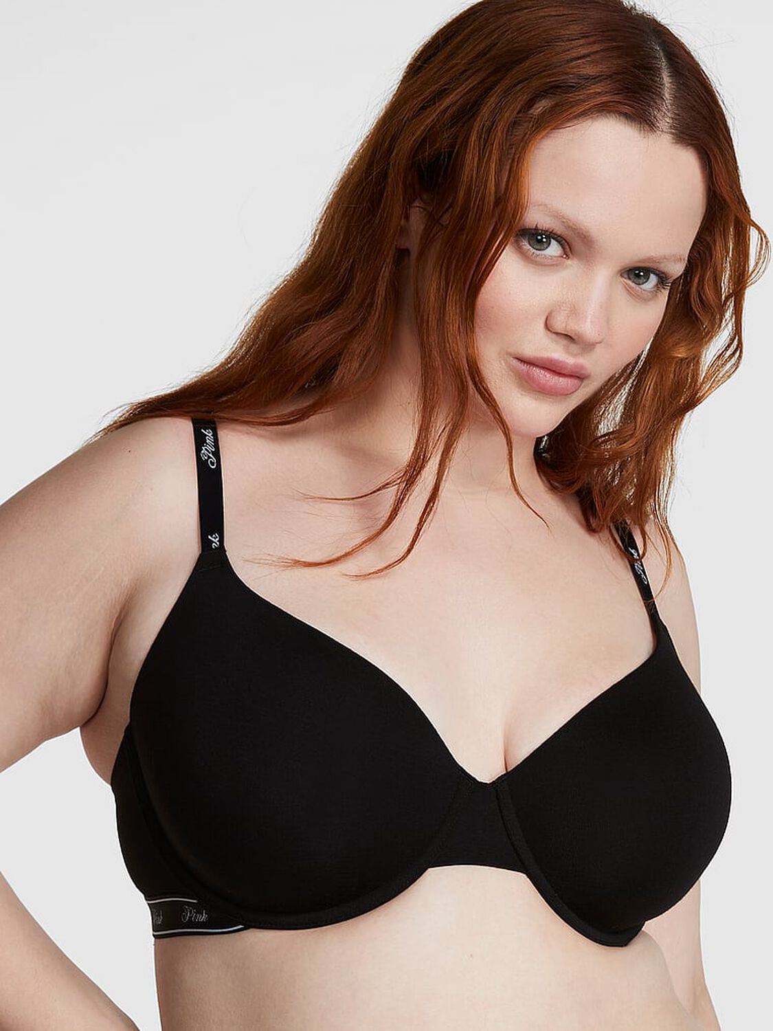 vs Pink Wear Everywhere Wear Everywhere Lightly Lined T-Shirt Bra Pure Black 1 of 3 