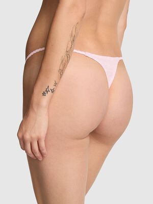 Cotton Lace-Trim Micro Thong Panty