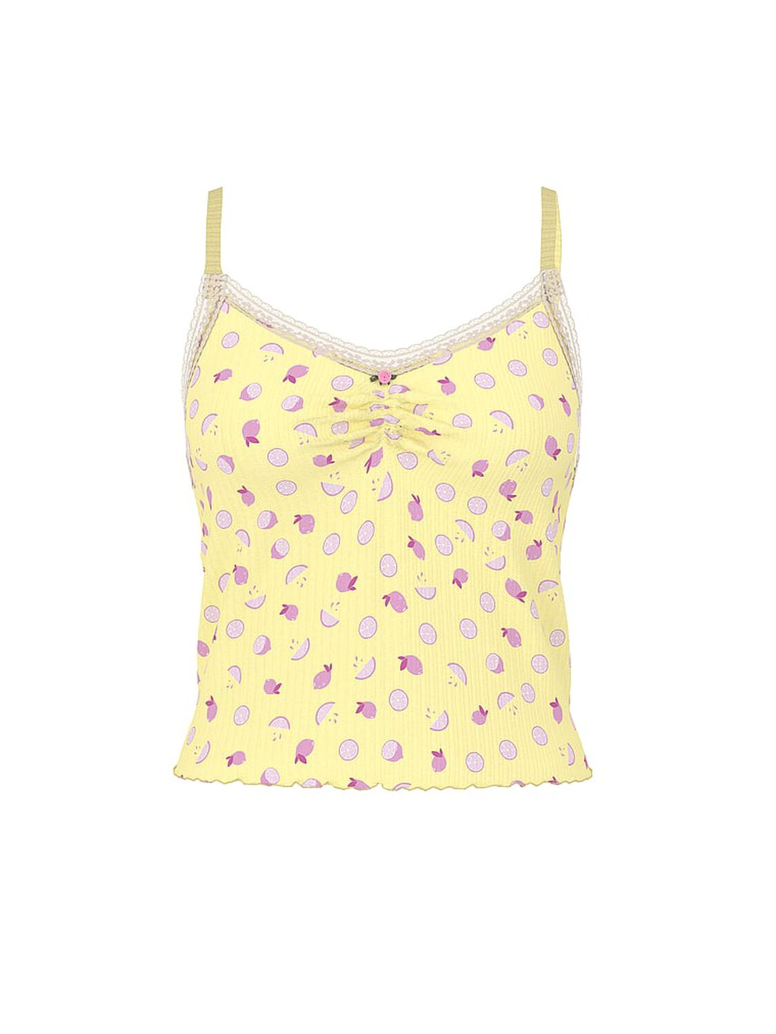 vs Pink Drop Needle Pointelle Tank Top Mellow Yellow Lemon Print 3 of 5 