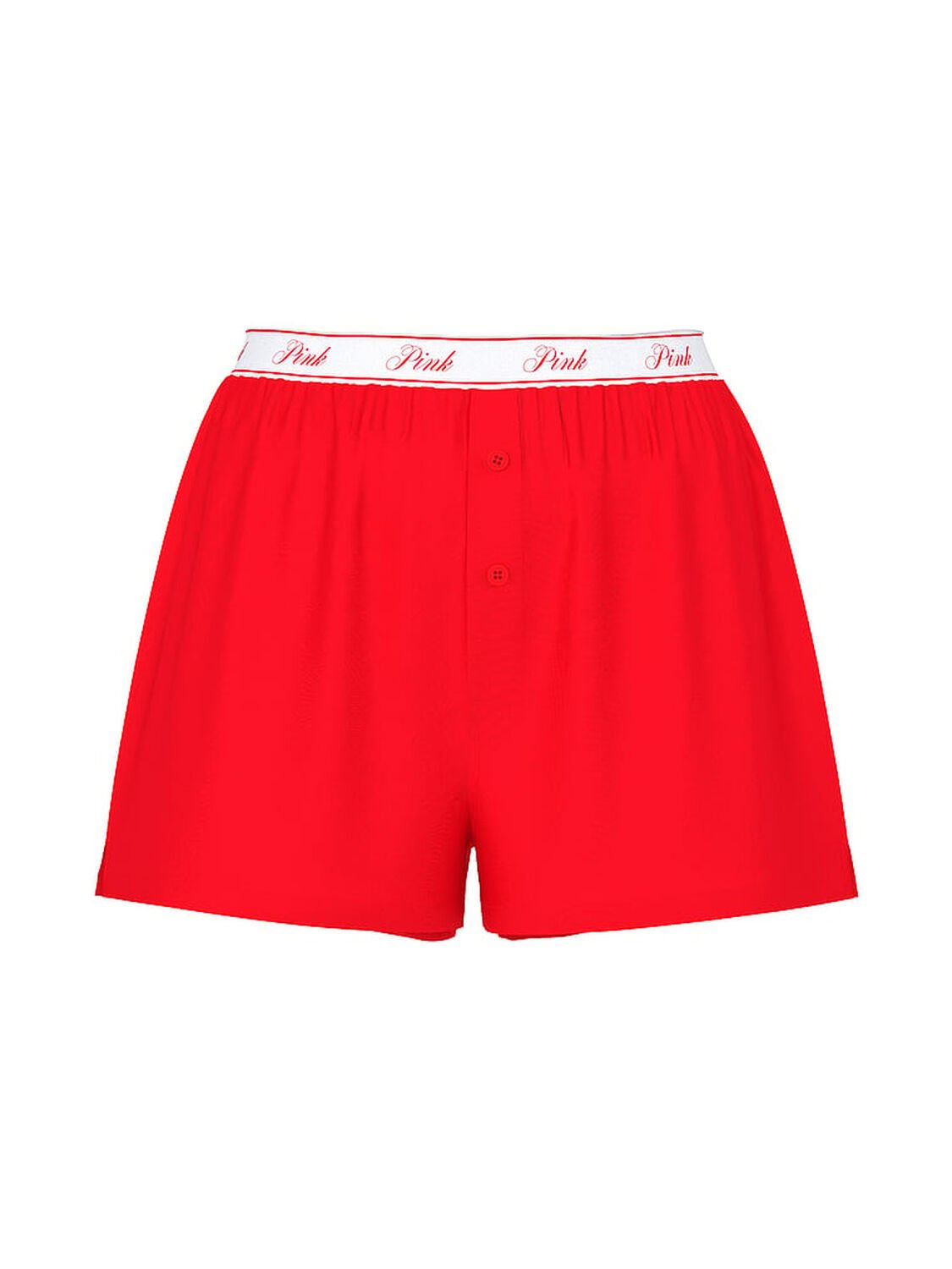 vs Pink Silky Sleep Boxy Pajama Shorts Bright Vermillion "Sleigh Queen" 1 of 2 