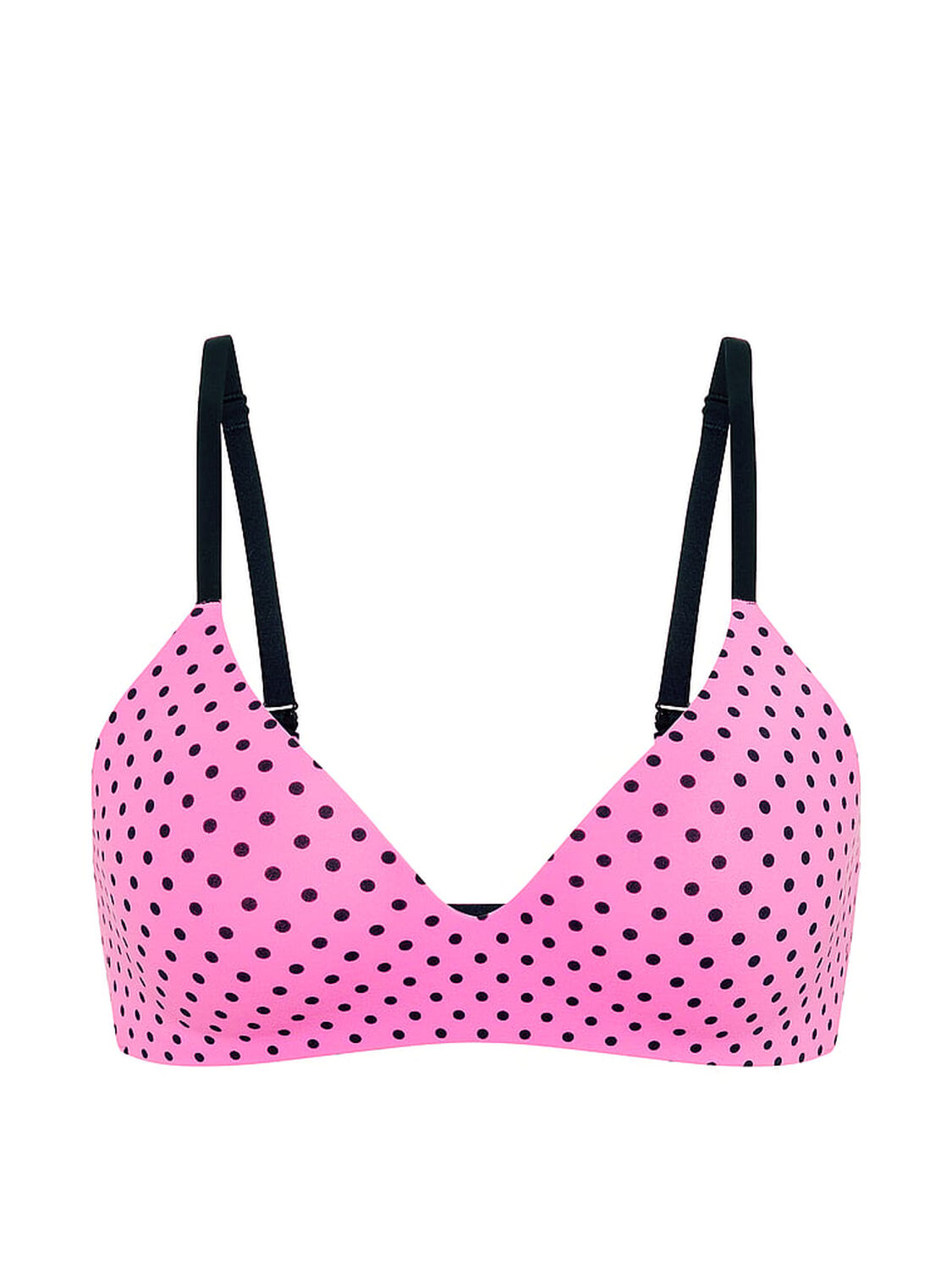 vs Pink Marshmallow Push-Up Wireless Comfy Bra Sizzling Strawberry & Black Dot Print 3 of 3 