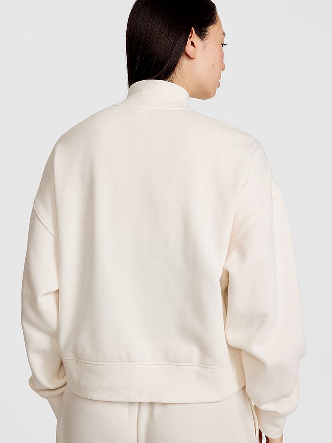 vs Pink Campus Fleece&trade; Snap-Up Sweatshirt Cozy White 2 of 3 