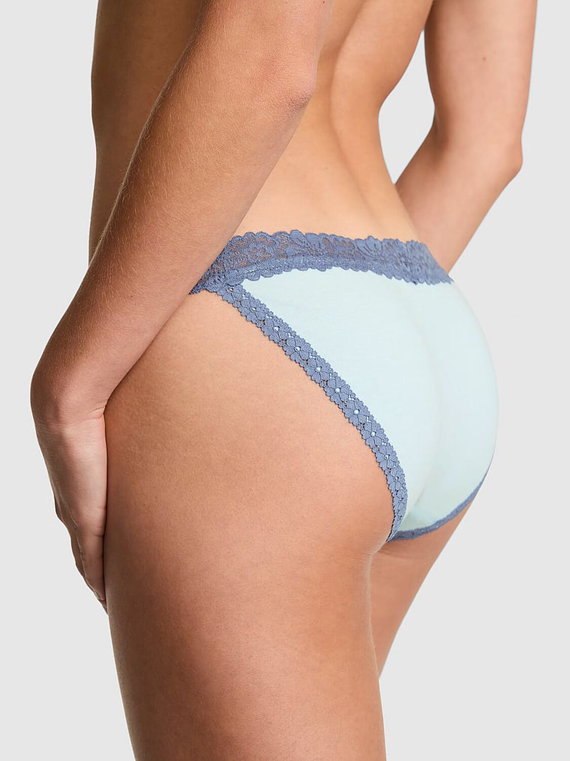 vs Pink Cotton Lace-Trim Bikini Panty Spray Blue "In Your Dreams" 2 of 3 