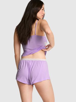 24/7 Lounge Modal Lace-Trim Micro Shorts