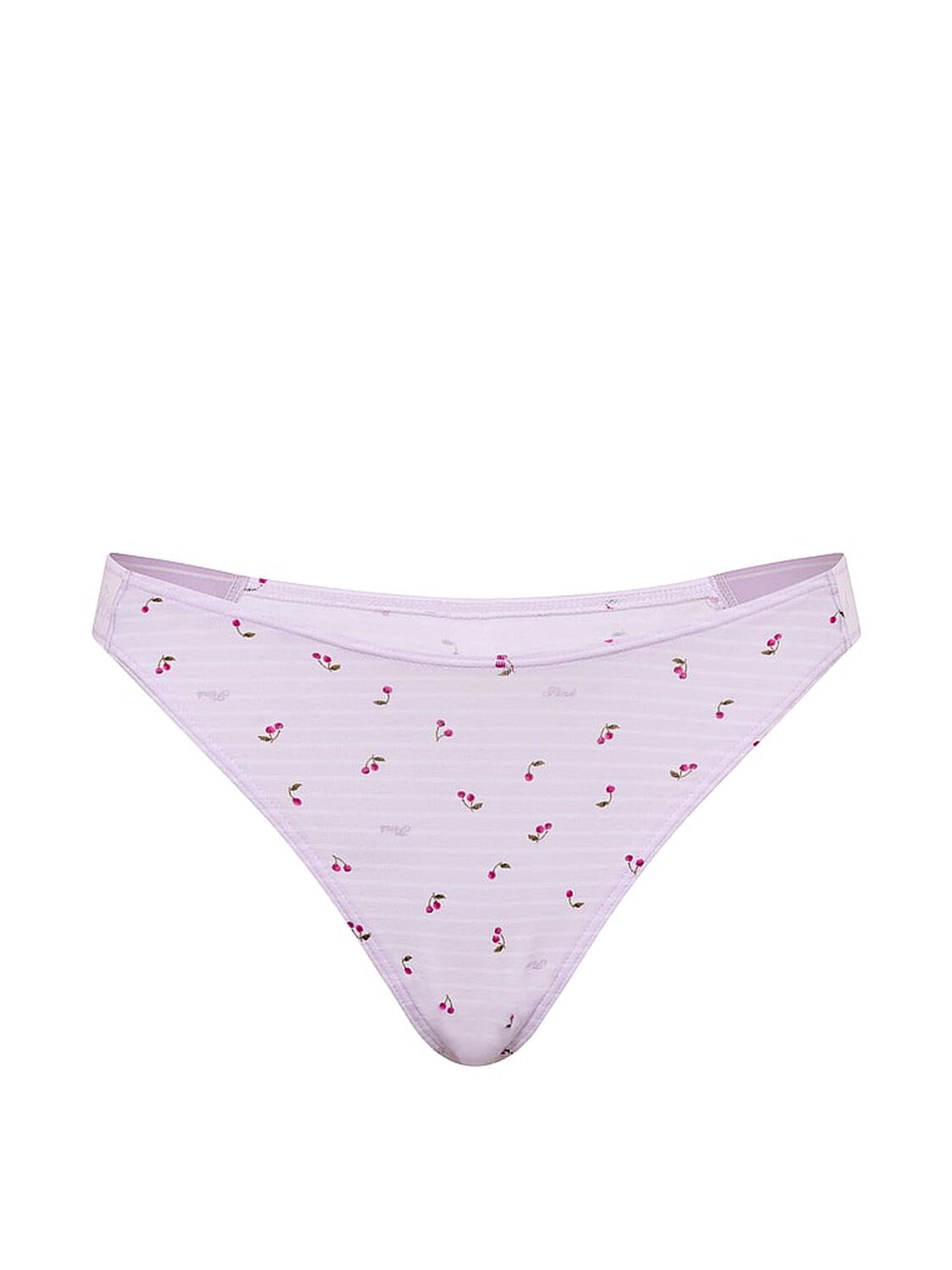 vs Pink Logo Cotton Shine High-Leg Thong Panty Purple Whisper Stripe Cherry Print 3 of 3 
