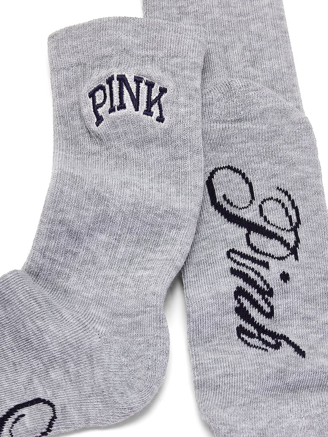 vs Pink 1-Pack Crew Socks Heather Grey 2 of 2 