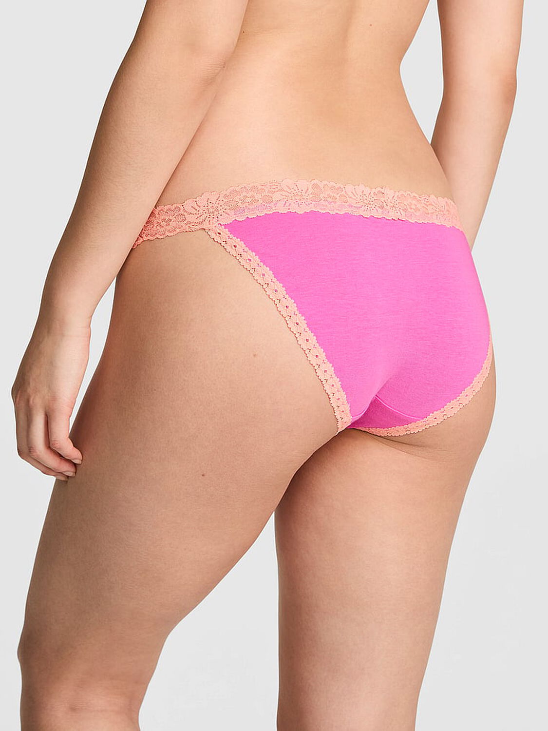 pink Pink Cotton Lace-Trim Bikini Panty Sizzling Strawberry With Peach Tree Lace And Dramatic Graphic 2 of 3 