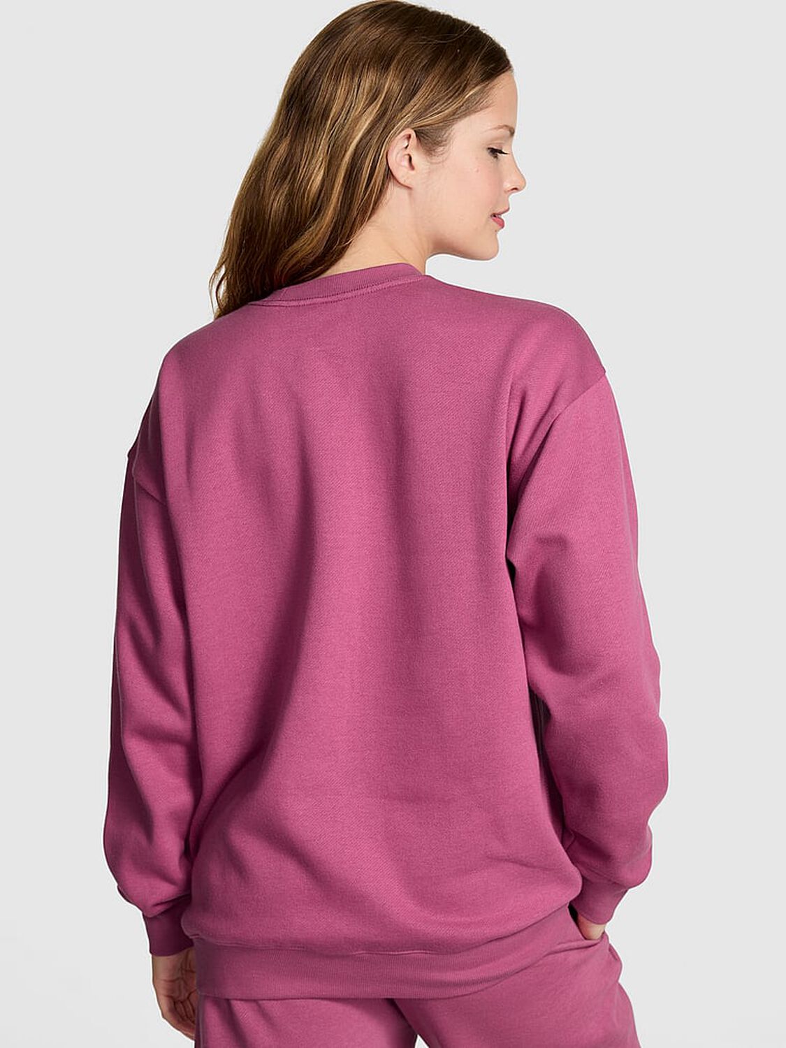 vs Pink Ivy Fleece Oversized Crew Sweatshirt Red Violet Ott Shine 2 of 3 