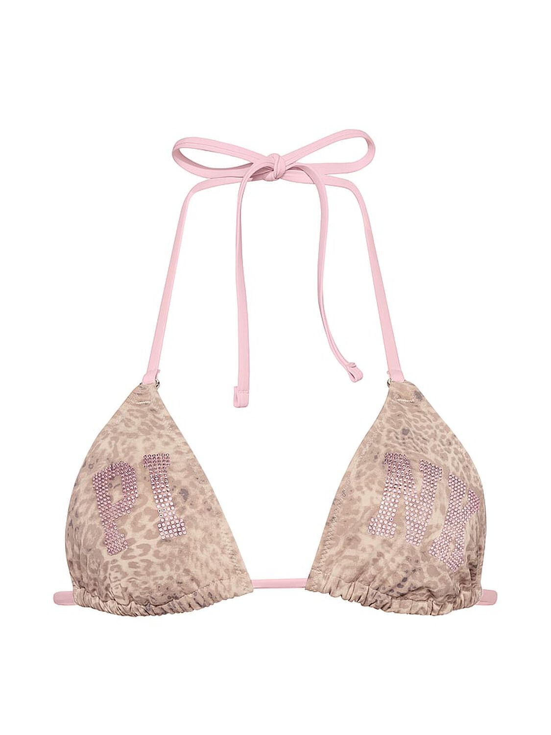 vs Pink Swim Triangle String Bikini Top Leopoard Haze 3 of 4 